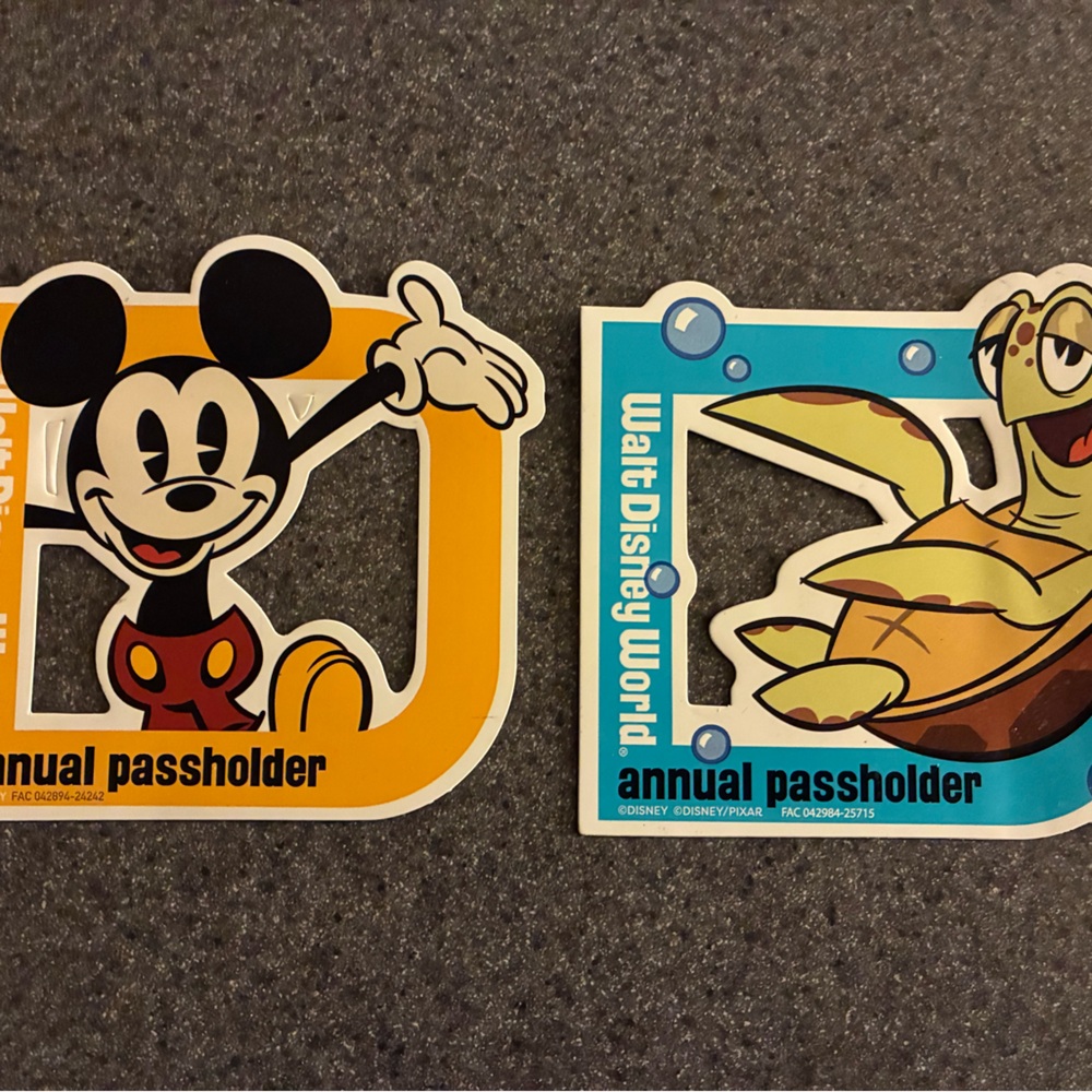 Disney Mickey and Crush Passholder Decals ( 2 Magnets) - Orange and Blue